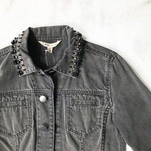 Cabi vintage black denim jacket with beadwork size small